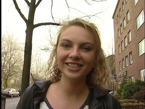 Sexy girl interviewed on the street