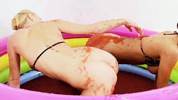 Chloe Conrad And Leila Bee Masturbate In A Pool Of Strawberry Jelly