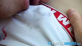 ”Twink gets sucked off while wearing some nice underwear too”