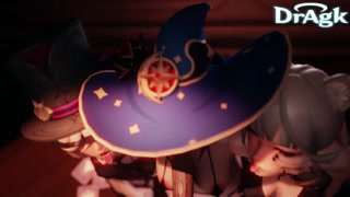 Mona Lynette Lyney gives Aether a Triple Blowjob Fontaine Genshin Impact 3D Porn Sex Cumshot MILF