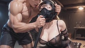 Latex Catsuit & Full Face Mask Bondage - Intense Couple Pleasure Session