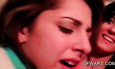 Wild teen ex-girlfriends kissing and taking dick in close-up