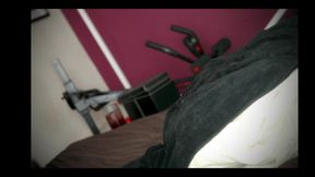 Curved Cock Deep in Tight Black Toy! Massive Cumshot!