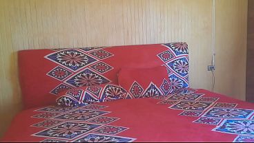 Submissive brunette with natural tits pleasures herself in the bathtub