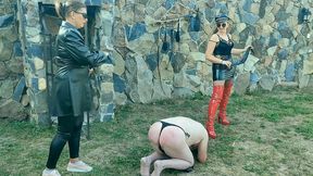 Ripping the old slaves skin with the flogger - ZEIDA and ROBERTA