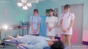 Three Horny Japanese Nurses Seduce Ride Their Clumsy Boss Bareback