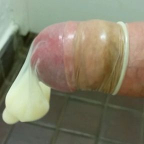 Filling Condom With Cum In Public Toilet