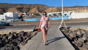 Outdoor flashing girl no panties no bra in public compilation