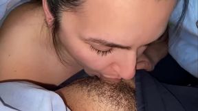 Green-eyed Babe GIVES sloppy blowjob to her young man