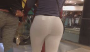 white leggings bubble butt