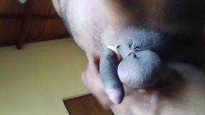 Uncut cock and balls swing