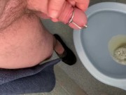 Pissing through a urethra plug - stimulate the flow through penis