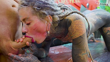 Pornstar Tattoo Artist gets Assfucked from Customer - hard Anal, ATM, facial cumshoot