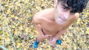 Autumn Forest Intense Jerk off Just in Sneakers