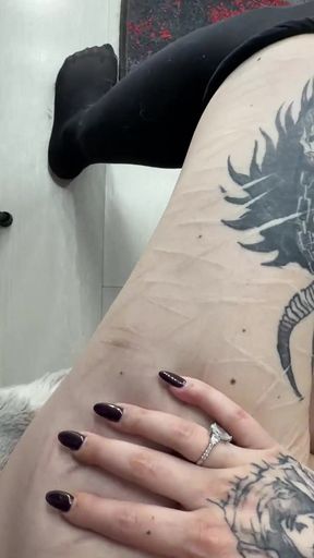 Dark emo goth babe strips down for a solo tease
