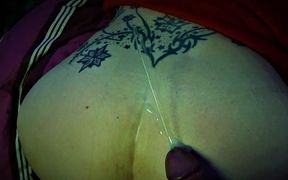 Hand job with big sperm explosion on stepmoms huge fuck ass.