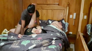 my stepson comes to fuck me while my husband rests in the same bed