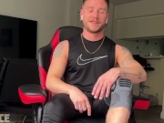 Hot Verbal Jock Colt Spence Strokes Big Dick and Feet After Workout