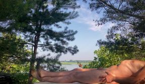 Cock Jerking and Cumshot in the Fresh Air to the Sounds of the Forest and Nature.