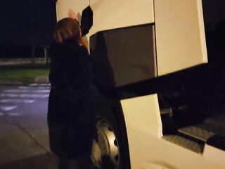 I bang with a truck driver on a motorway rest area