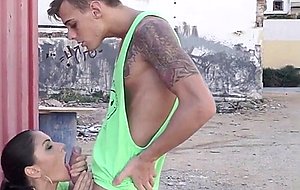 Marta la croft orally worship his uncircumcised, giant cock