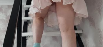 While stepmom cleans up, I look at her hairy pussy.