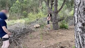 Amateur horny twink cruising for sex in the woods founds a nice big cock to suck and they both cum
