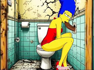 Married Housewife Gets Banged In A Public Impure Restroom. Toon. Simpsons Parody.