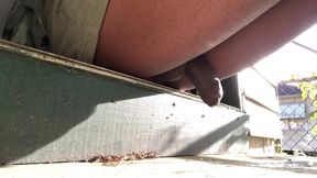 Ladyboy Piss And Cum On Porch While Neighbor Watched Jacking Off