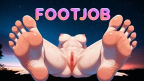 FOOT FETISH (Footjob) - Seductive Foot Worship and Slow Sensual Footjob With Soft Soles and Skilled Toes Until He Cums All Over Her Pretty Pedicured Feet (Erotic Audio)