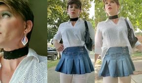 Skirt so tight my cock keeps peeking public sissy hump sluts leak