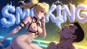 SMOKING - Hookah Bar Hostess Blows Thick Sweet Smoke Into Your Face and Mouth While Stroking and Riding Your Cock (Erotic Audio)