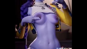Tight Bald Pussy Widowmaker Rides A Hard Cock Like Its Nothing