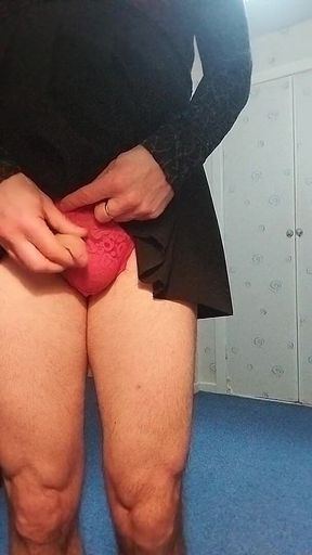 Pleated Skirt Sissy Cums in Panties for You