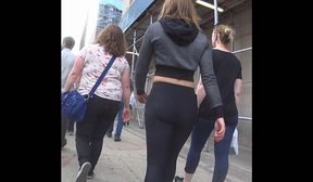 round booty tight spandex walking