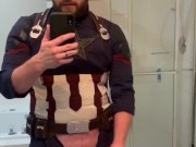 Captain America cosplayer cums for his country