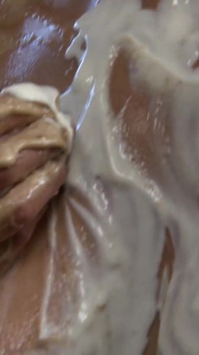 Spectacular moment from &quot;Kinky blonde girl gets her sexy body covered in food&quot;