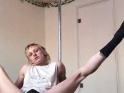 gay ftm pole dance in a tiny g string - bussy and asshole hanging out