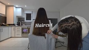 Haircut with scissors and clippers