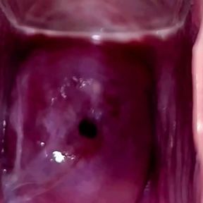 Cervix Throbbing and Flowing Oozing Cum During Close Up Speculum Play