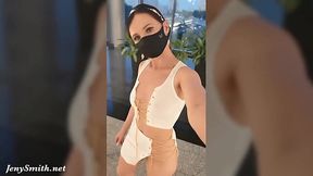 Teen pervert has no morals and walks around the park without panties almost naked
