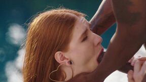 BLACKED Bombshell ginger Jane Rogers has passionate poolside sex