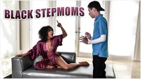 Step mom threesome with big-titted ebony beauties