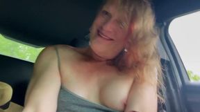 Memorial Day public exhibitionist blonde step mom gets her girlcock destroyed on the prowl