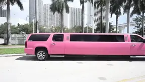 Italian Mistress and her cute chick commandeer a luxurious limousine