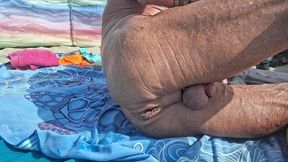 Early morning stretching my asshole at the beach