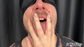 Dilon Licks long Tongue Sexy Female Hands with Fingernails Polish - Boy Bites Stepmom Fingers, Show Middle Finger of Hand, Lick sexy Wrists, Seduction by Hands, Natural Nails on Finger without Coating 4k