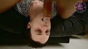 Danish femboy Sif takes intense top-down deep throat from Master on the couch in a dark evening session!