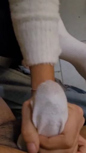 Socksjob with White socks Onlyfans Mistress Darkshine @mistressdarkshine