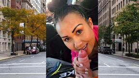 ”Public POV blowjob in a car by horny & big boobed Asian MILF tart”